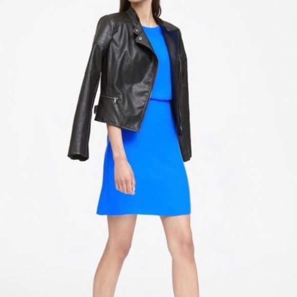 Banana Republic Blue Cap Sleeve Drape Back Dress - Size “0” Petite. - Picture 1 of 8